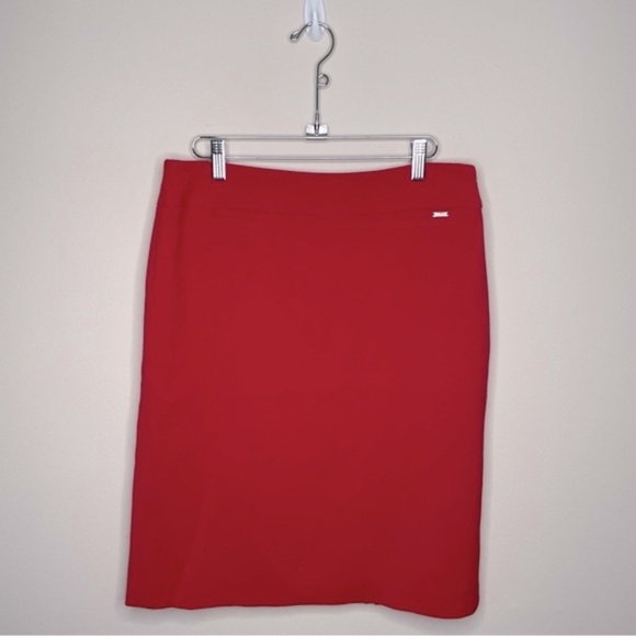 Tahari Arthur and Levine  ASL Knee Length Pencil Skirt Red  Size 6 - Picture 2 of 11